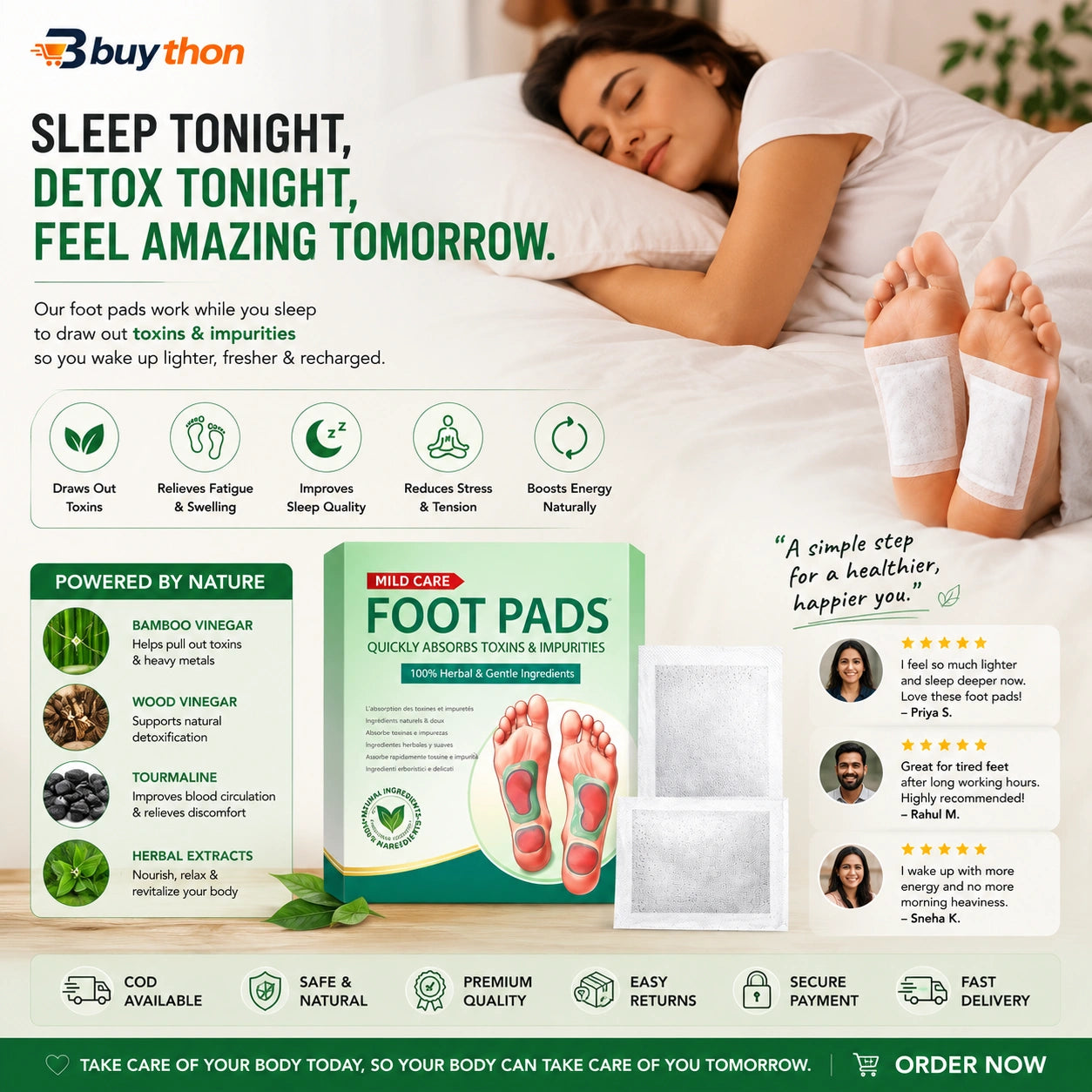 Buython Herbal Detox Foot Patches (10 Patches)