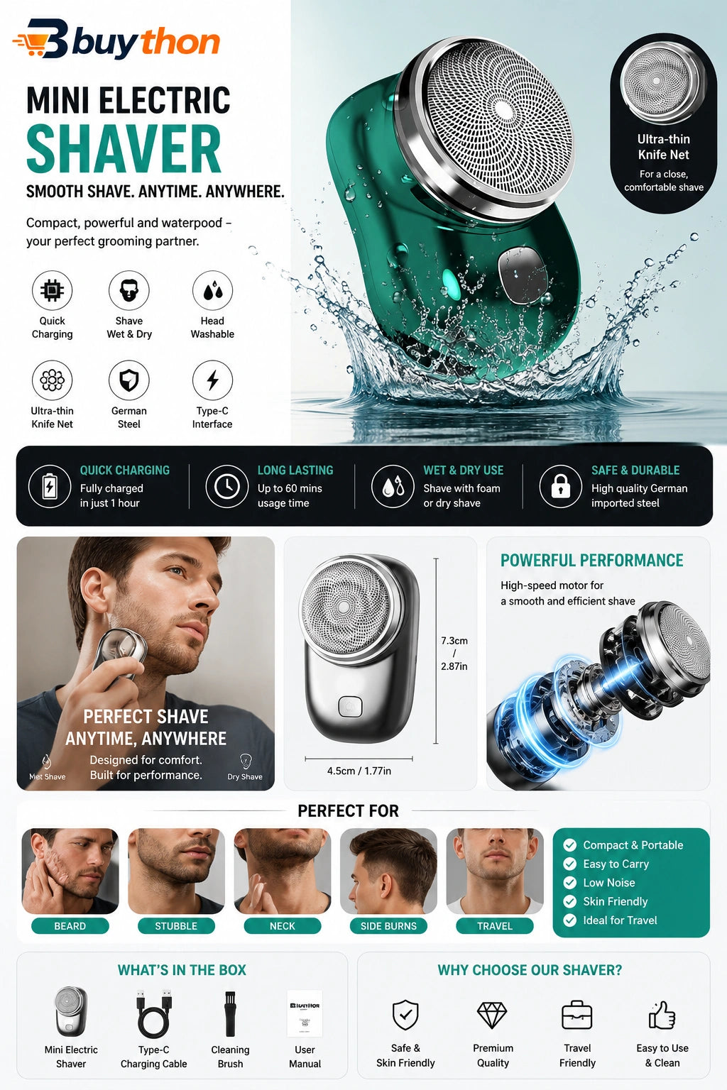 Buython Mini Precision Electric Shaver
