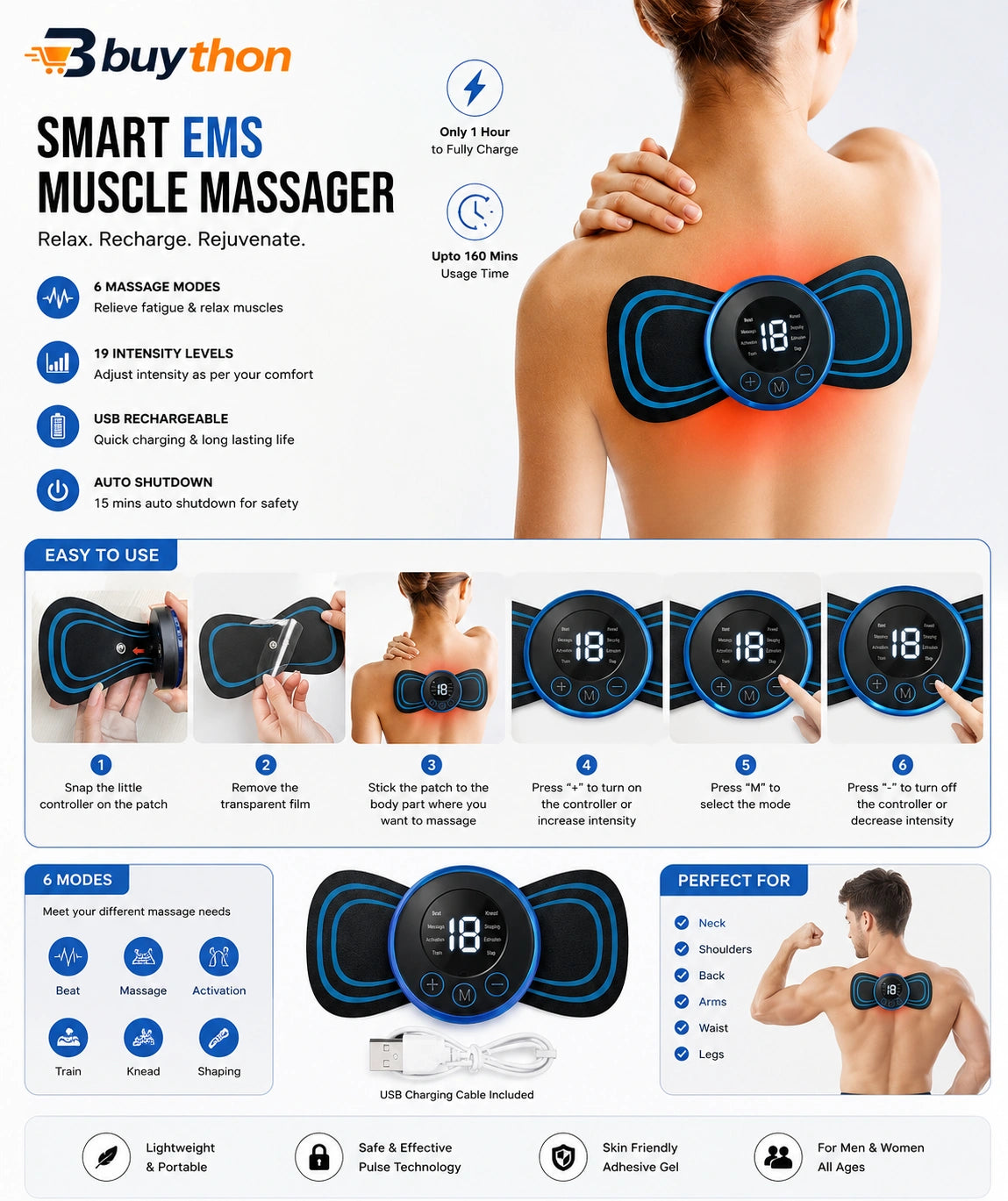 Buython ComfortPulse Wireless Neck Massager