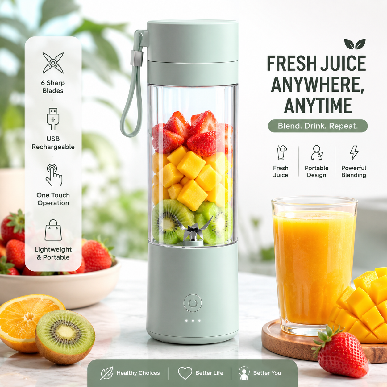 FreshBlend  Portable Juicer Bottle – Fresh Juice Anywhere