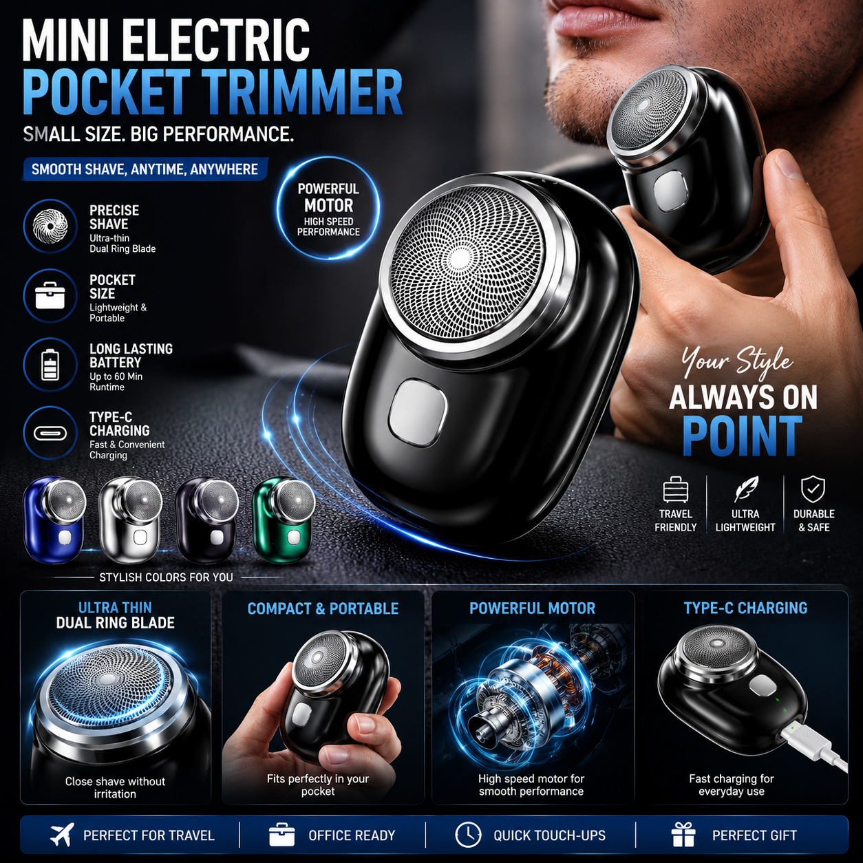 Mini Pocket Shaver - Clean Look Anywhere In Seconds