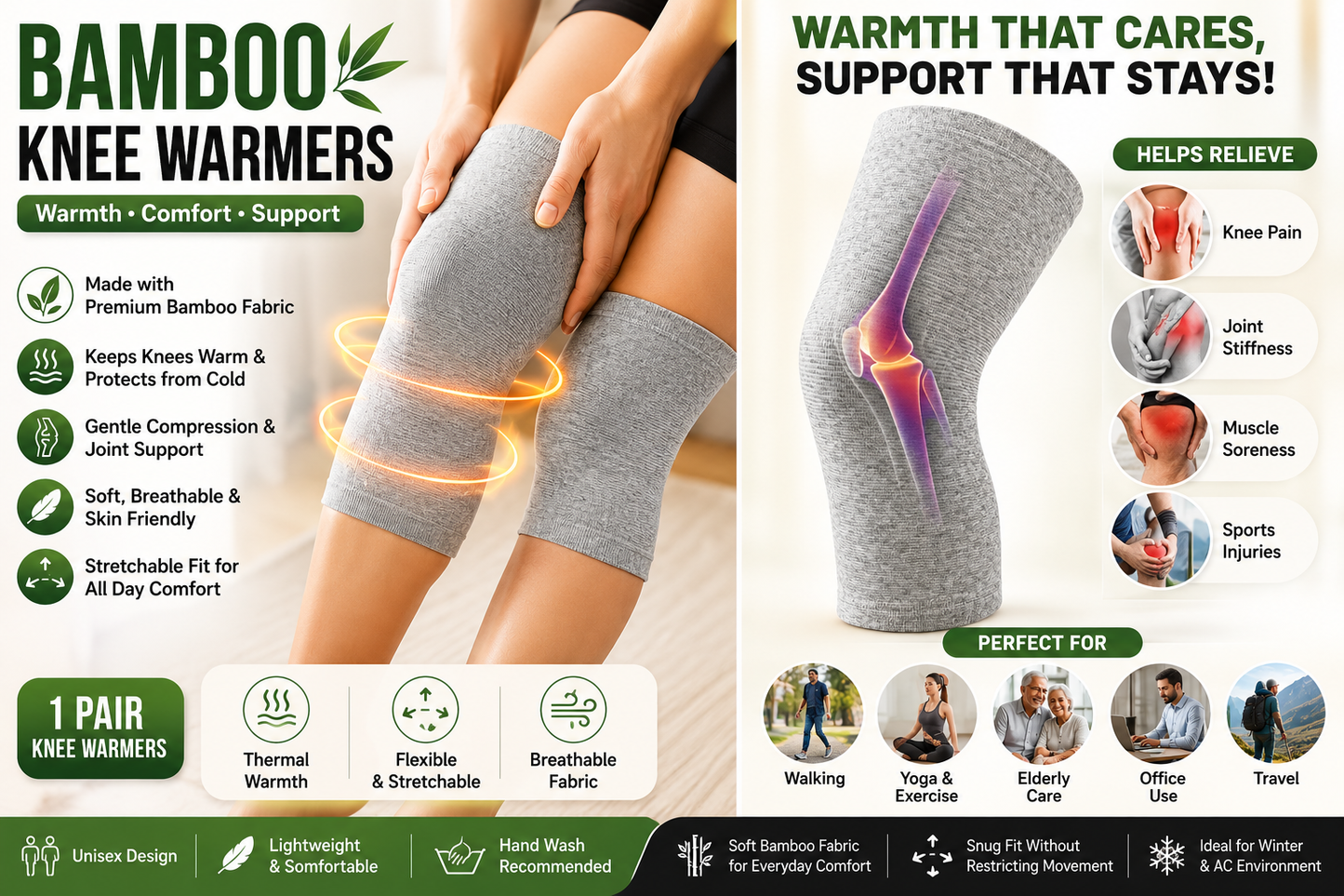 Premium Bamboo Knee Sleeves