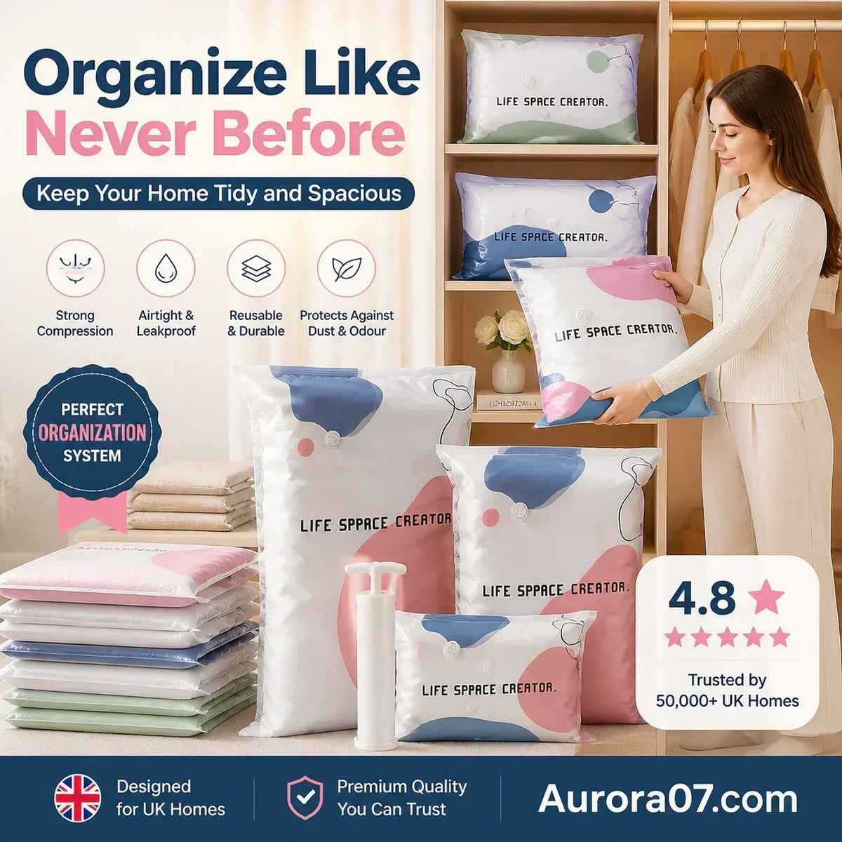 Premium Vacuum Storage Bags – Pack of 6 @ ₹799